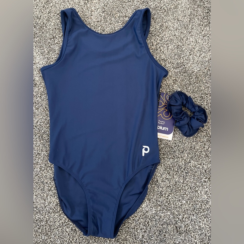 Comfortable Navy Blue Leotard with Scrunchie, fast shipper!